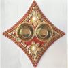 PRAHLL Metal Pooja Thali Set (3 inch, Gold & Red) view 1