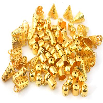Jaz Design House's Combo of Most Popular Tassel Making Golden Caps in Golden Finish Pack of 4 Type 25 pcs. Each, Leather