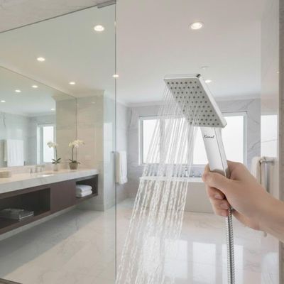 KAMAL Arch Handheld Rain Shower Head with Shower Tube & Wall Hook | High Pressure Water Flow | Chrome Finish | Silver Bathroom Shower Set