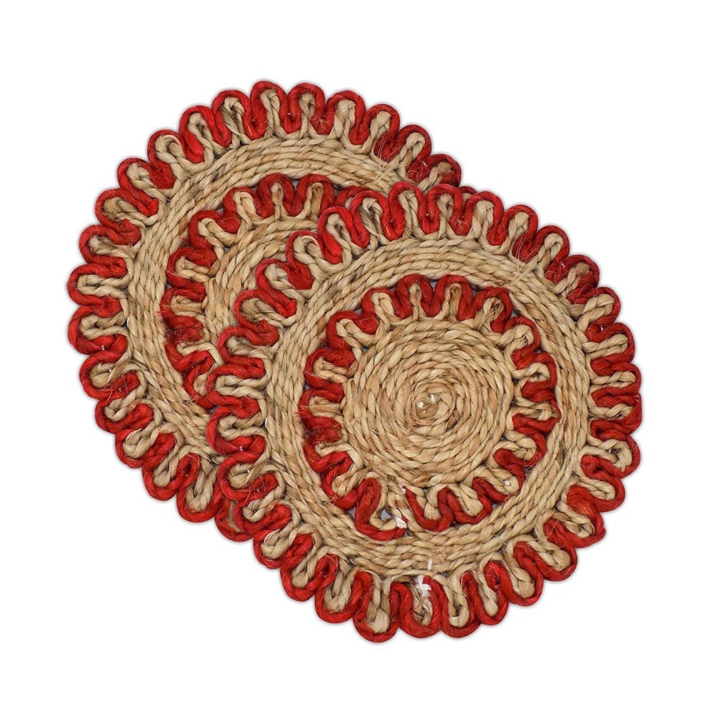 Wizme Heat Insulation Cotton Weaved Bowl Cup Mat Pad Placemat Coffee Cup Coasters Pad Pack of 1