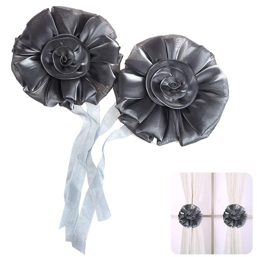 Funpa 1 Pair Curtain Tiebacks Fashion Elegant Curtain Flower Tie Home Decoration
