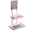 Swadhin Stainless Steel Wall Mount Waterproof Magic Sticker Double Layer Soap Dish for Shower Bathroom Kitchen view 2