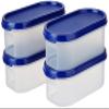 Amazon Brand - Solimo Modular Plastic Storage Containers With Lid (Transparent, Set Of 4, 525ml) view 1