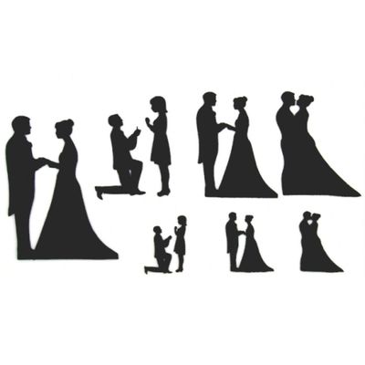 CAKE DECOR Wedding Couple for Valentine's Silhouette Stencil Cake Decorating Cutting Tool (Multicolour) - 7 Piece Set