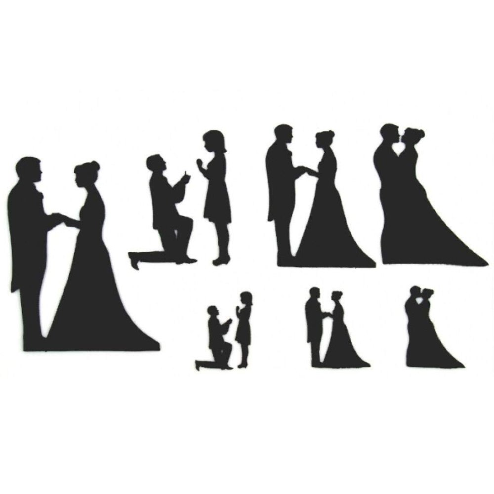 CAKE DECOR Wedding Couple for Valentine's Silhouette Stencil Cake Decorating Cutting Tool (Multicolour) - 7 Piece Set