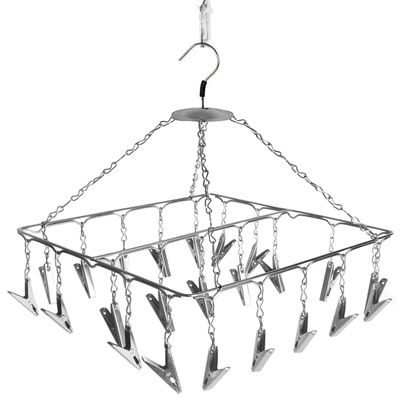 Synergy 25 Clips Stainless Steel Square Cloth Dryer | Cloth Hanger with Clips | Baby & Infant Clothes Drying Hanger | Undergarments & Socks Drying Rack (SY-CS15)