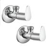 Kamal Full Brass Angle Cock Tab with Wall Flange - Vignette | Wall Mounted | Anti-Corrosive | Chrome Finish - Silver (Pack of 2) view 1
