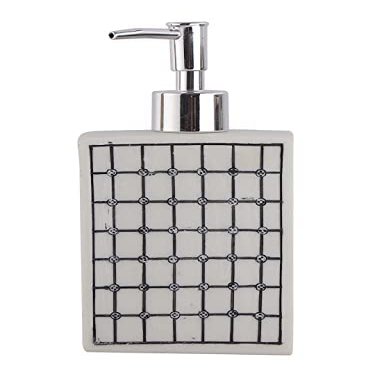 TOTO DEALS Premium Rectangle Checks Shape Marble Liquid Soap Dispenser (1 Piece) (Material: Stone, Capacity: 350ml)