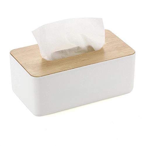 SVK Dream 1pc Square Shape Wooden Cover Plastic Tissue Box Holder | Paper Napkin Holder Case | Tissue Holder Dispenser Organizer for Car Decor Home Room Hotel