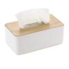 SVK Dream 1pc Square Shape Wooden Cover Plastic Tissue Box Holder | Paper Napkin Holder Case | Tissue Holder Dispenser Organizer for Car Decor Home Room Hotel view 1