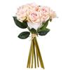 Fourwalls Beautiful Decorative Artificial Rose Flower Bouquet for Home dcor (26 cm Tall, 10 Flower Stems, White/Pink) view 1