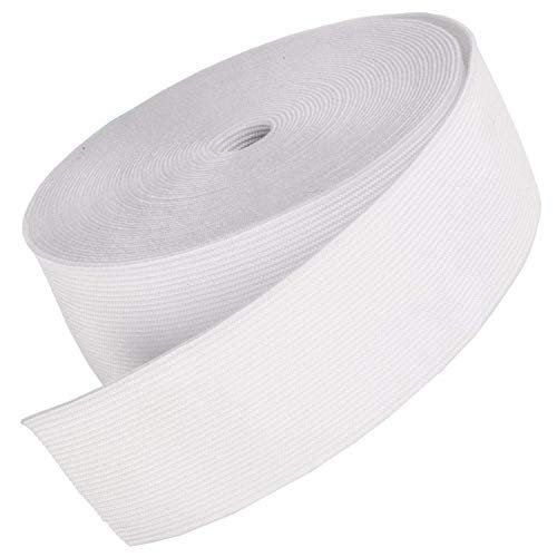 Aakriti Braided Elastic Band White Elastic (25 Meters, 2 inch) Cord Heavy Stretch High Elasticity Woven Elastic Band, Ideal for Tailoring/Sewing, Fashion Designing, Boutique, Stitching