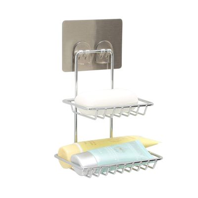 Swadhin Wall Mount Self-Adhesive Stainless Steel Waterproof Kitchen Bathroom Double-Layer Soap Dish Holder, Soap Dish Holder