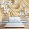 999Store 3D Print Latest Door Living Room Bed Room Home Hall Wall 3d wallpaper for walls Floral Flower White Flowers and Golden Pattern wallpaper for walls ( Vinyl Self Adhesive 48X36 Inches ) NonW430399 view 1