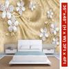 999Store 3D Print Latest Door Living Room Bed Room Home Hall Wall 3d wallpaper for walls Floral Flower White Flowers and Golden Pattern wallpaper for walls ( Vinyl Self Adhesive 48X36 Inches ) NonW430399 view 2