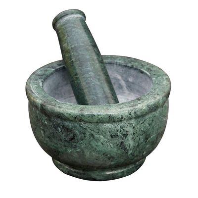 GUNEE Green Rajasthan Marble Imam Dasta, Mortar and Pestle Set, Ohkli Musal, Kharal Best for Ginger, Garlic and Whole Spices Crushing -Diameter 4 inch, Height 2.5 inch