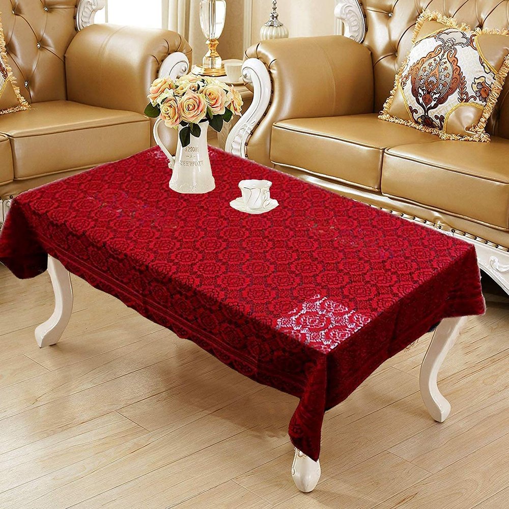 Chander Pure Cotton 6 Seater Dining Table Cover.(60x90,Maroon)