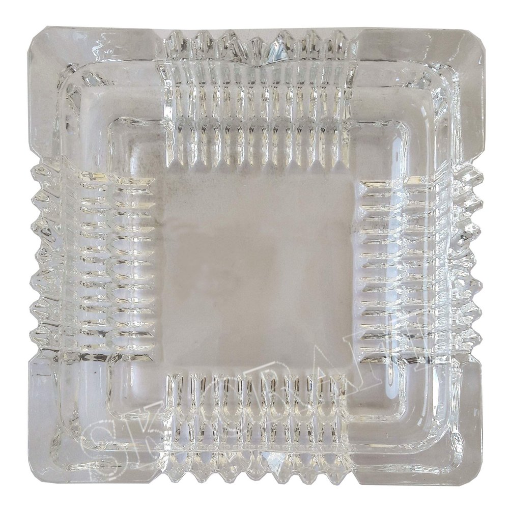 SK Craft Crystal Clear Glass Ash Tray Squire.Designer Ash Tray-10x10 CM, Glass Ashtray, Smoke Collectible Tribal Decoration