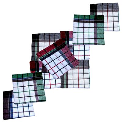 Soulful Creations Cleaning Cloth Multipurpose Kitchen Towels Cotton Dish Napkin - Machine Washable - Multi Coloured Checked Dish Towels, Tea Towels, Table Cloth 18x18 Inch Pack of 18 pcs