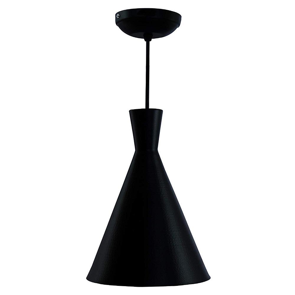 Vrct Black Cone Pendant Hanging Ceiling Light with Filament Bulb (No Bulbs Provided)