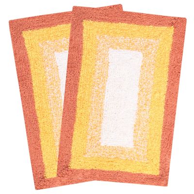 Saral Home Soft Cotton Anti Slip Bathmat Set of 2 (Orange, 40x60 cm)