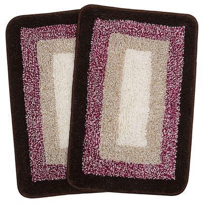 Saral Home Soft Cotton Anti Slip Bathmat Set of 2 (Brown, 40x60 cm)