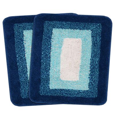 Saral Home Soft Cotton Anti Slip Bathmat Set of 2 (Turquoise, 40x60 cm)
