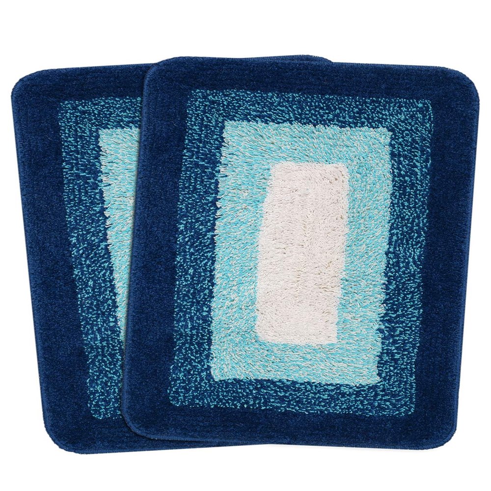 Saral Home Soft Cotton Anti Slip Bathmat Set of 2 (Turquoise, 40x60 cm)