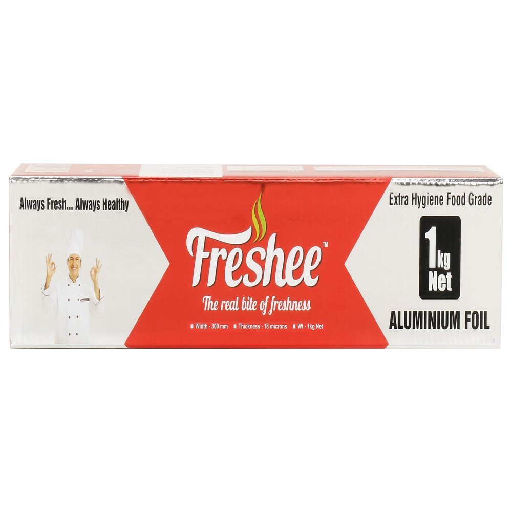 Freshee Aluminium Foil 1kg Net Heavy Duty 18 Micron for Food Packing Baking Serving Silver Foil for Kitchen