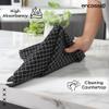 Encasa XO Kitchen Cloth for Cooking | Cotton Hand Towel for Drying Dishes | 70x45 cm Tea Towels | Highly Absorbent for Cleaning & Quick Drying of Plates & Glasses | Butcher Black (Set of 4 Pieces) view 4