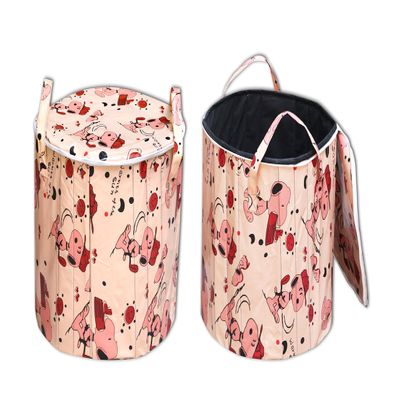 JMT Foldable Laundry Basket Bag Cylinder Shape Multipurpose Carry Handles Zippered Lid for Home, Toy Storage 63-Litere Single (16X17X50 Inch)(Metal)