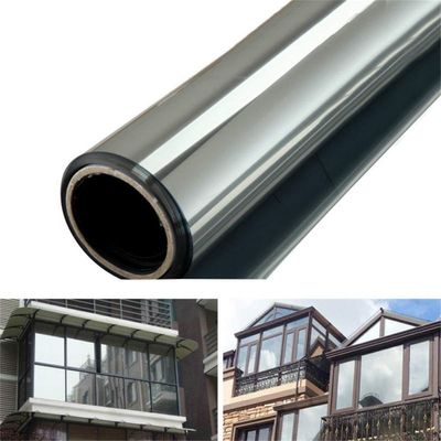 KREEPO One Way Window Film Privacy Window Heat Control Film Glass Films Self-Adhesive Vinyl Window Tint for Home & Office (12x120inch) Silver Chrome