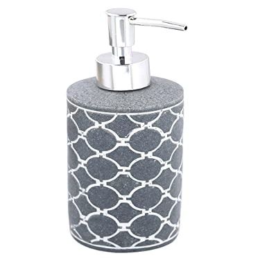 TOTO DEALS White Circle Design Carved on Grey Stone Liquid Soap Dispenser (350 ml)