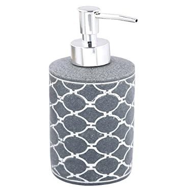 TOTO DEALS White Circle Design Carved on Grey Stone Liquid Soap Dispenser (350 ml)