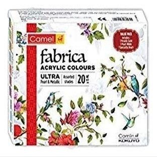 Camlin Camel Kokuyo Fabrica Acrylic Ultra Pearl and Metallic Colour, 15 ml Each -20 Shades (Assorted)