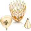 Brass Gallery Brass Flower Crystal Diya Akhand Jyoti Oil Lamp for Home Temple Puja Decor Gifts Pack of 4 (Crystel Bowl, 4 pcs) view 3