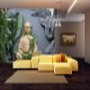 999Store 3D Print Latest Door Living Room Bed Room Home Hall Wall 3d wallpaper for walls Lord Gautam Buddha Budha and Green Leaves Mural wallpaper for walls ( Vinyl Self Adhesive 48X36 Inches ) NonW4301292 view 1