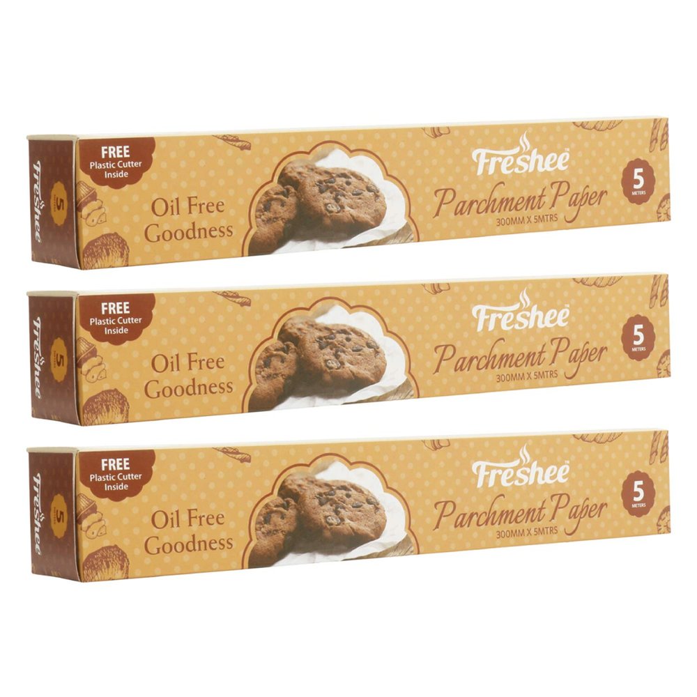 Freshee Baking Paper Food Wraping 5 Meter Parchment Roll Pack of 3, Food Wrap, Butter Paper, Baking Wrap, Microwave Safe Cooking Paper