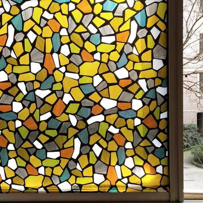 KREEPO Privacy Window Film Printed Yellow Flower Window Frosting Film Window Sticker Frosted Vinyl Sheets for Front Door/Bathroom/Sidelight/Small Windows, 24''x48''