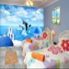 999Store 3D Print Latest Door Living Room Bed Room Home Hall Wall Stickers Sheet roll Wallpaper Scenery Blue Sky and Ocean with Dolphins wallpaper for walls living room ( Vinyl Self Adhesive 60X48 Inches ) NonW540651 view 1