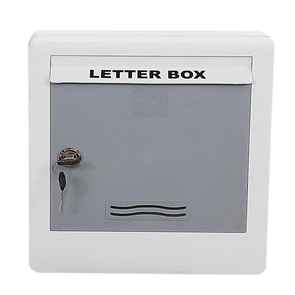 Lepose Durable Plastic Letterbox for Home, Gate, Office, Wall, Apartment, Banglow, Villas with 2 Keys in Red & White Colour (275mm X 230 mm X 95mm)