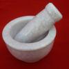 Ekam Art White Marble Stone Mortar Pestle Handcrafted Kitchenware Medicine Herb Crusher view 2