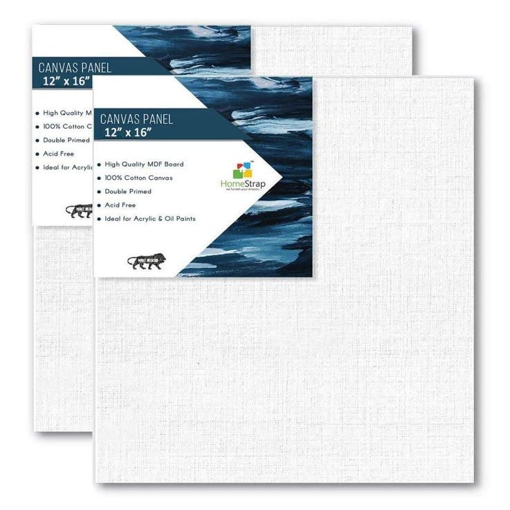 Homestrap Cotton Canvas Board Medium Grain 12 X 16 inch - Pack of 2 - White