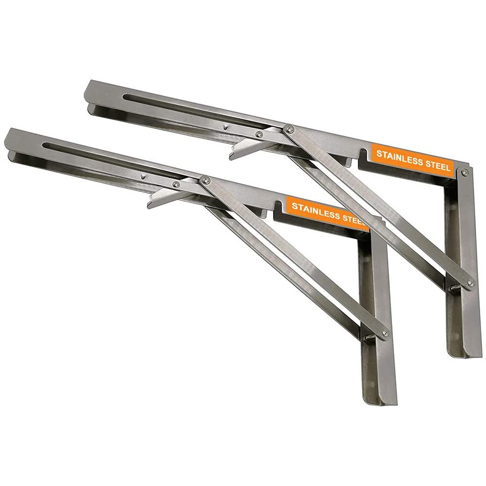 Volo Premium 200mm/ 8" Foldable Stainless Steel Multipurpose Bracket, Shelf Bracket, l Bracket, Wall Brackets, wall Angle Bracket, Folding Table Bracket with Fittings for fold Down Table.