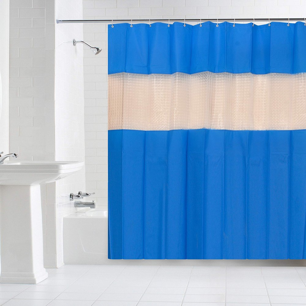 Yellow Weaves Waterproof Printed Polyester Shower Curtain (Multicolour; 175 X 180 cm) -8 Hooks