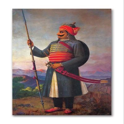 Tamatina Rajasthani Canvas Painting|The Great Maharana Pratap |Size-13X9 Inches.g567