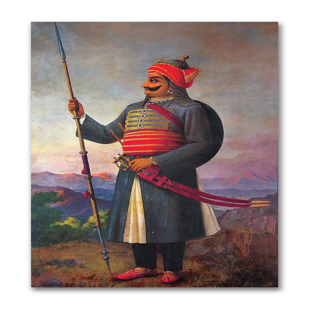 Tamatina Rajasthani Canvas Painting|The Great Maharana Pratap |Size-13X9 Inches.g567