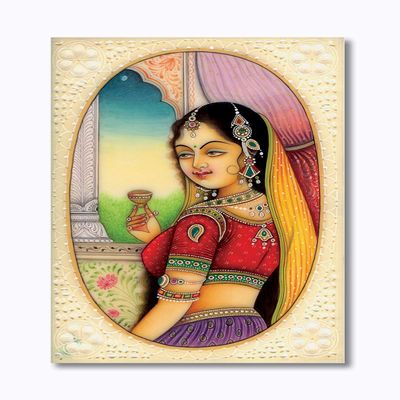 Tamatina Rajasthani Canvas Painting|Queen |Size-13X9 Inches.g539