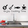 ISEE 360 Wall Sticker Enjoy Cooking Time Set of Meals for Kitchens Hotel Restaurant Coffee Shop Home Canteen Vinyl Decals Black L X H 60.00 x 15.00 Cm view 1