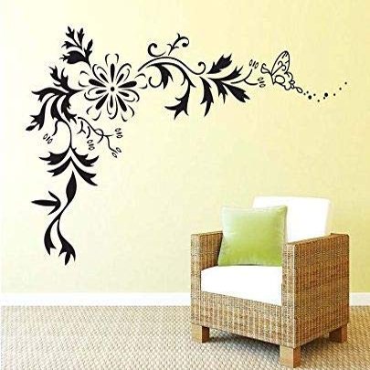 ISEE 360Flowers Logo Decorative Wall Sticker for Home Kids Bedroom Decorative Vinyl Decal (Black) L X H (59.50 cm X 80.50 cm)